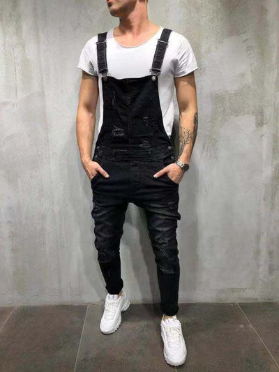 Men's Skinny Fit Stretch Denim Overalls