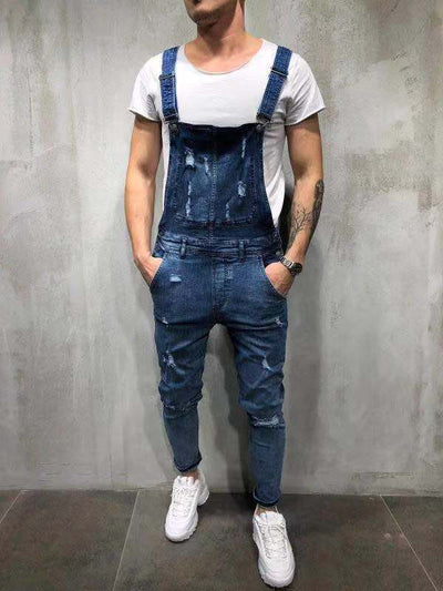 Men's Skinny Fit Stretch Denim Overalls