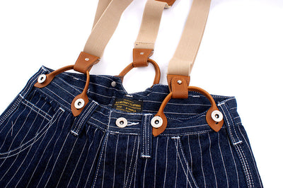 Vintage-Inspired Striped Straight Denim Suspender Jeans Overalls