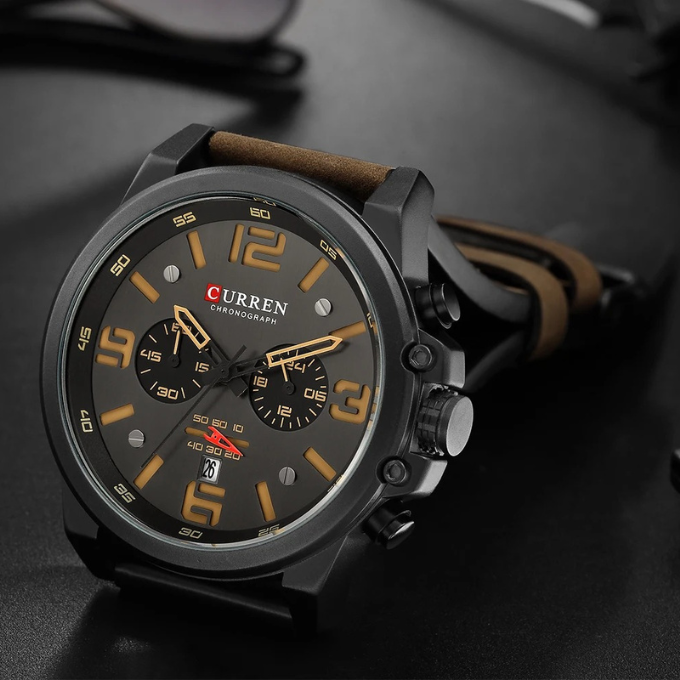 BRAXTON – Men’s Chronograph Leather Strap Watch