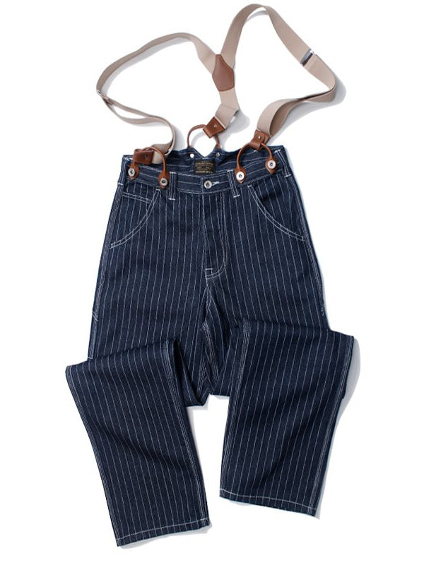 Vintage-Inspired Striped Straight Denim Suspender Jeans Overalls