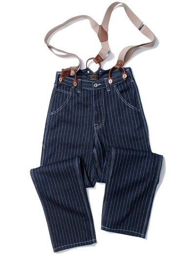 Vintage-Inspired Striped Straight Denim Suspender Jeans Overalls