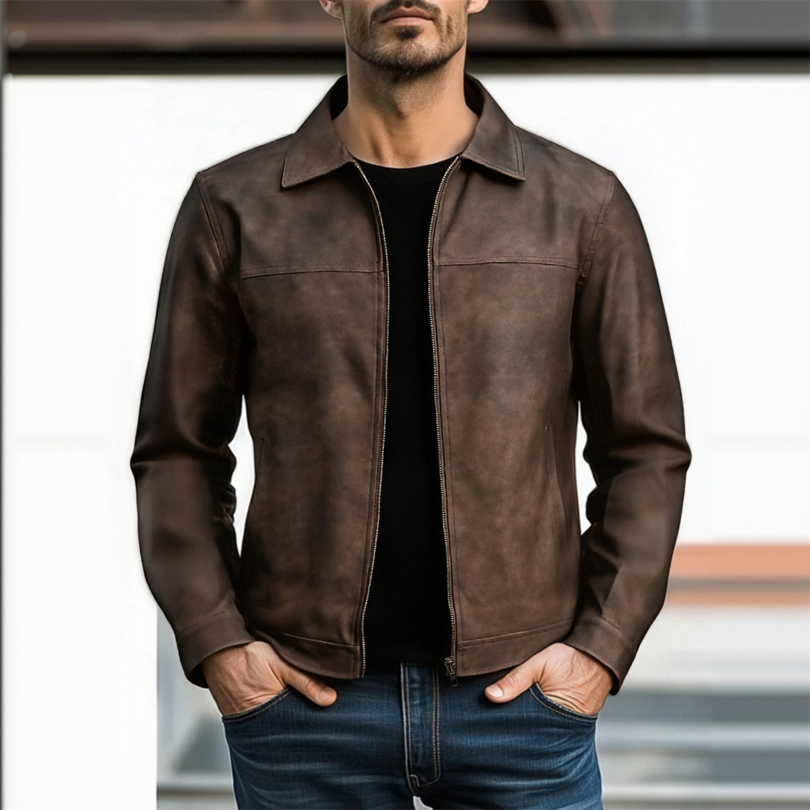 COREN – Men’s Zipper Leather Jacket