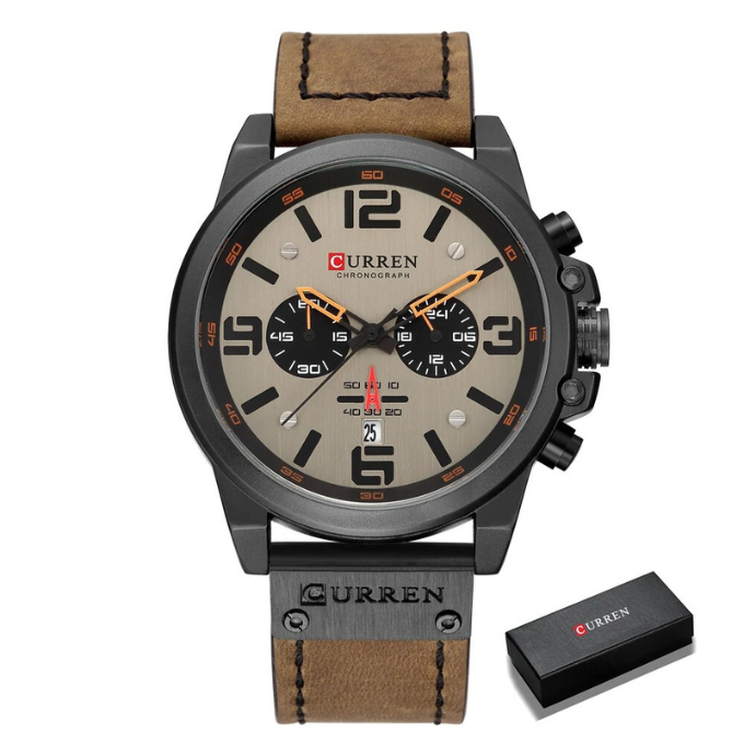 BRAXTON – Men’s Chronograph Leather Strap Watch
