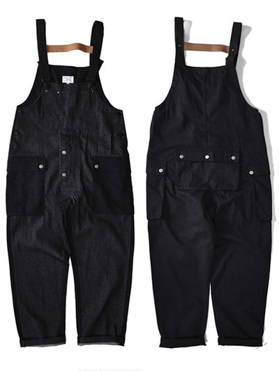 Loose Denim Overalls with Color Matching Pocket