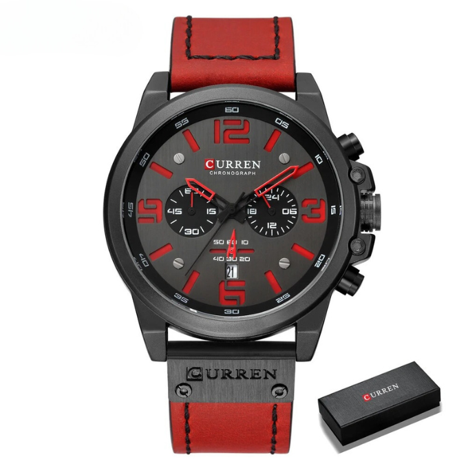 BRAXTON – Men’s Chronograph Leather Strap Watch
