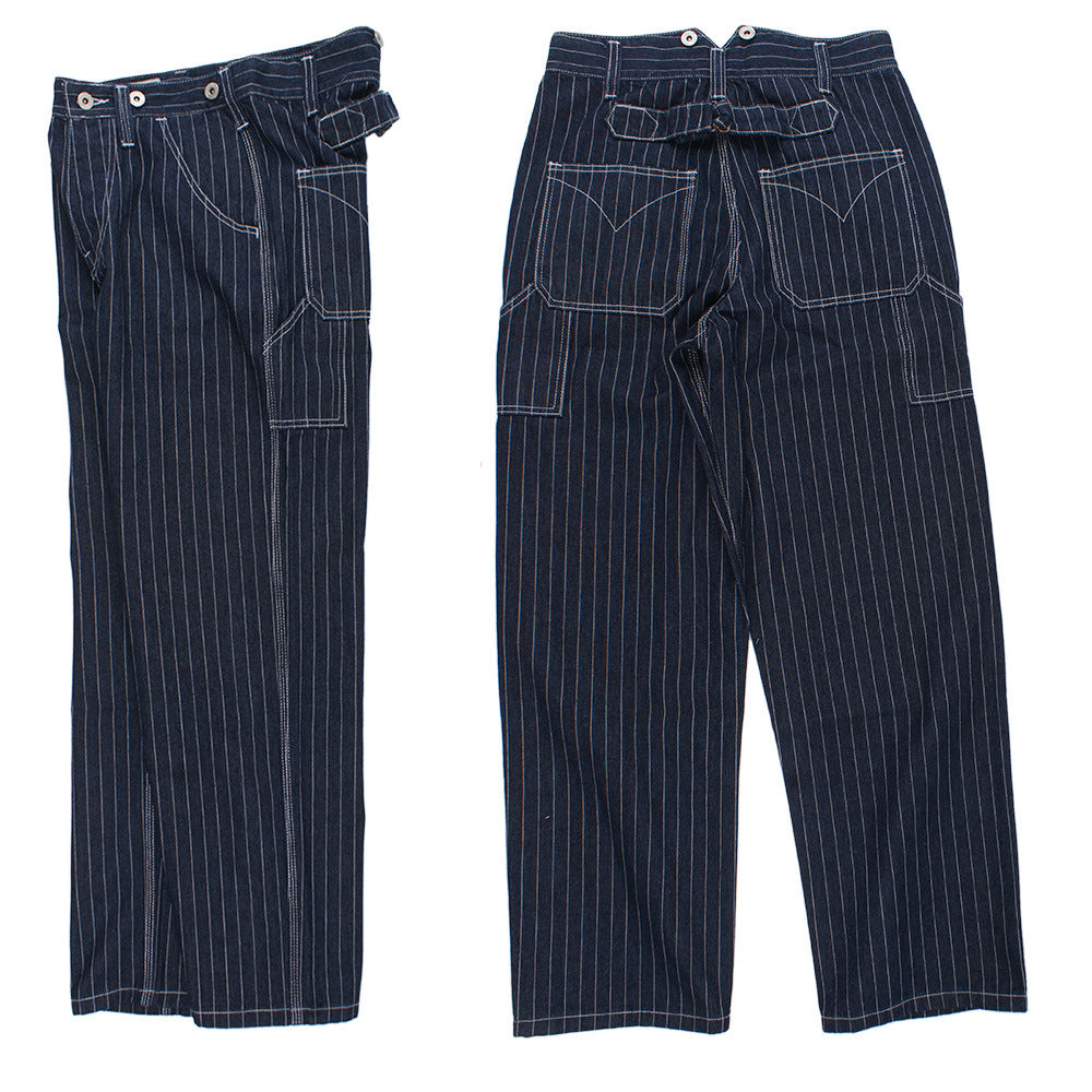 Vintage-Inspired Striped Straight Denim Suspender Jeans Overalls