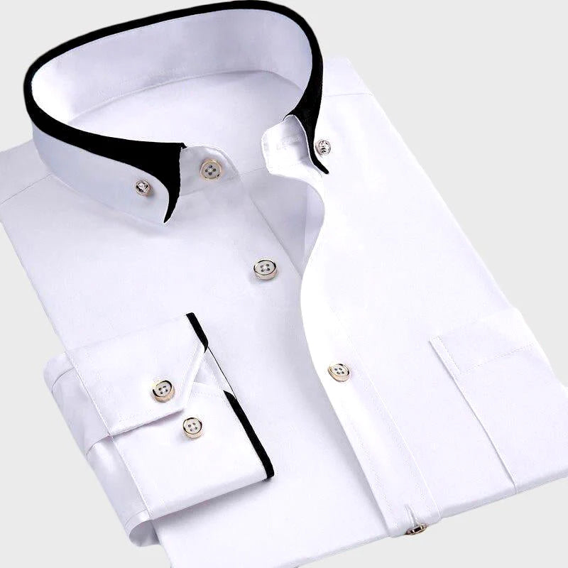 WEXLER – Men’s Dual-Tone Contrast Collar Dress Shirt