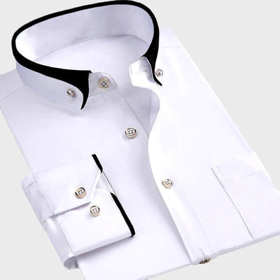 WEXLER – Men’s Dual-Tone Contrast Collar Dress Shirt