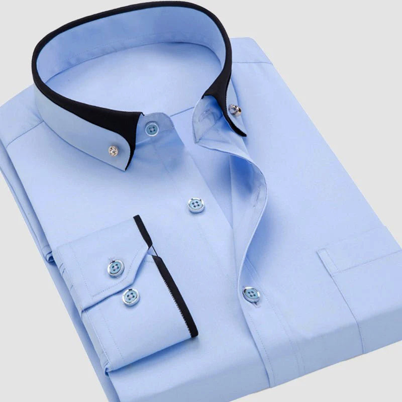 WEXLER – Men’s Dual-Tone Contrast Collar Dress Shirt