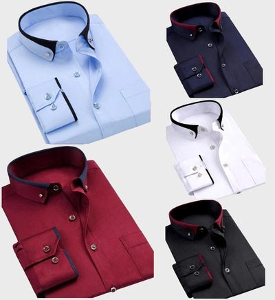 WEXLER – Men’s Dual-Tone Contrast Collar Dress Shirt