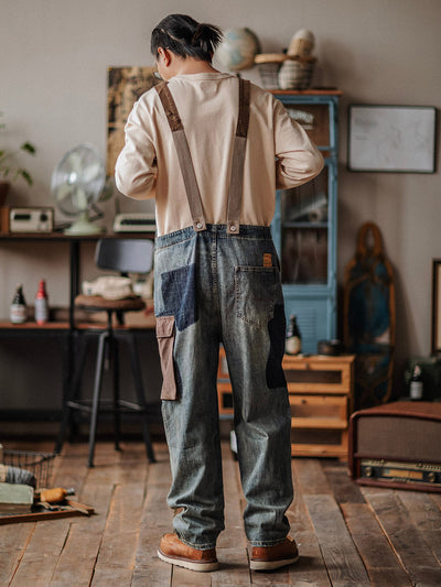 Contrast Denim Overalls