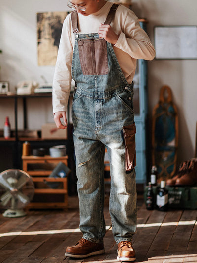 Contrast Denim Overalls