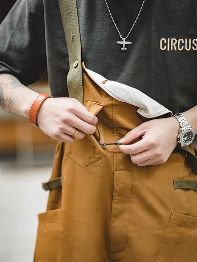 Men's Loose Stretch Overalls with Unique Pocket