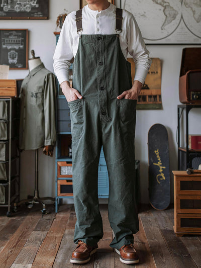 Rounded Patch Pocket Lightweight Canvas Overalls