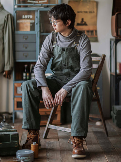 Rounded Patch Pocket Lightweight Canvas Overalls