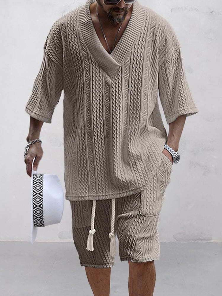 RIVEN – Men’s Cozy Knit Shirt & Shorts Set