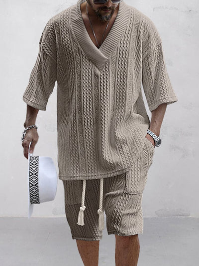 RIVEN – Men’s Cozy Knit Shirt & Shorts Set