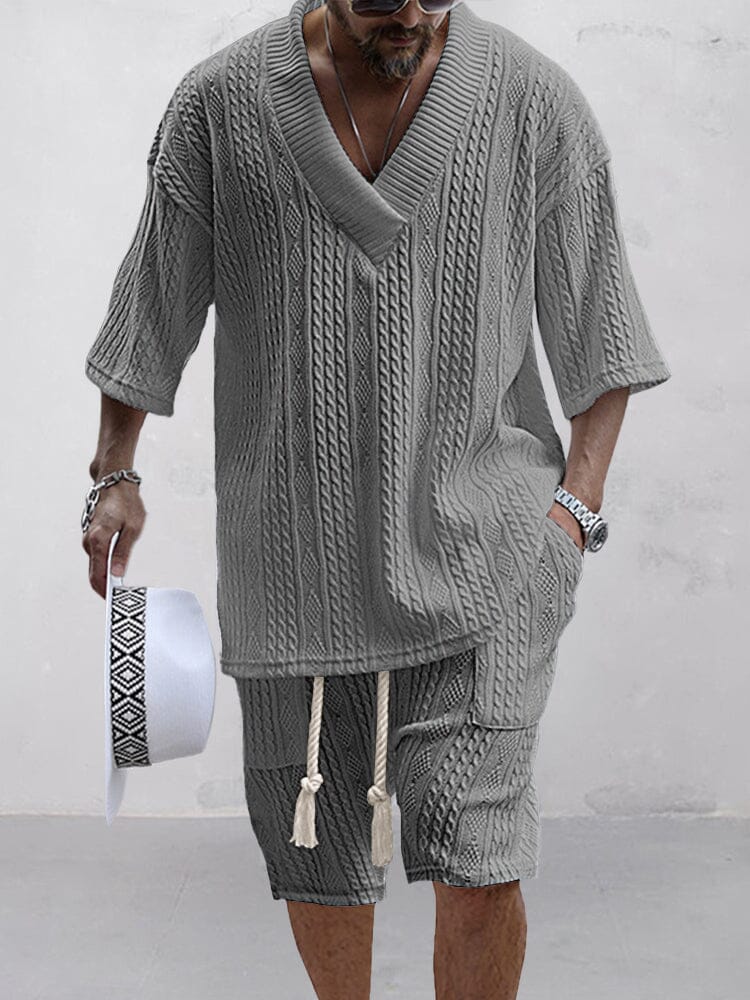 RIVEN – Men’s Cozy Knit Shirt & Shorts Set