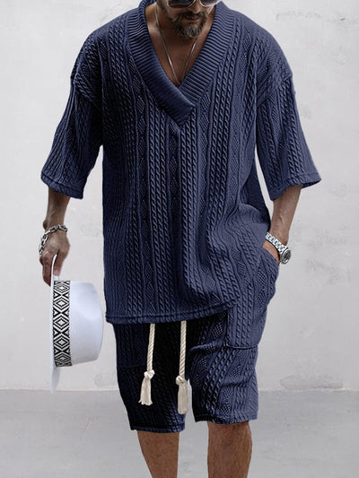 RIVEN – Men’s Cozy Knit Shirt & Shorts Set