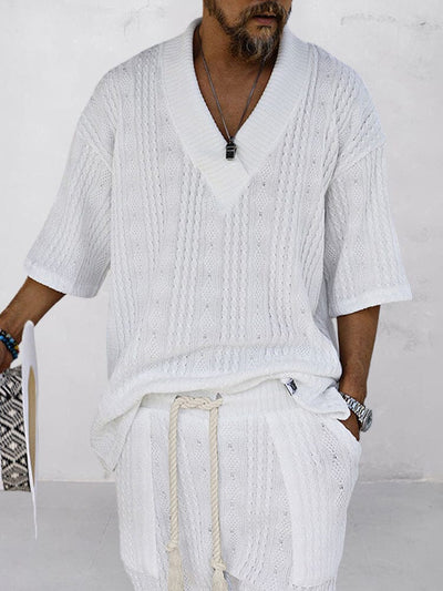 RIVEN – Men’s Cozy Knit Shirt & Shorts Set