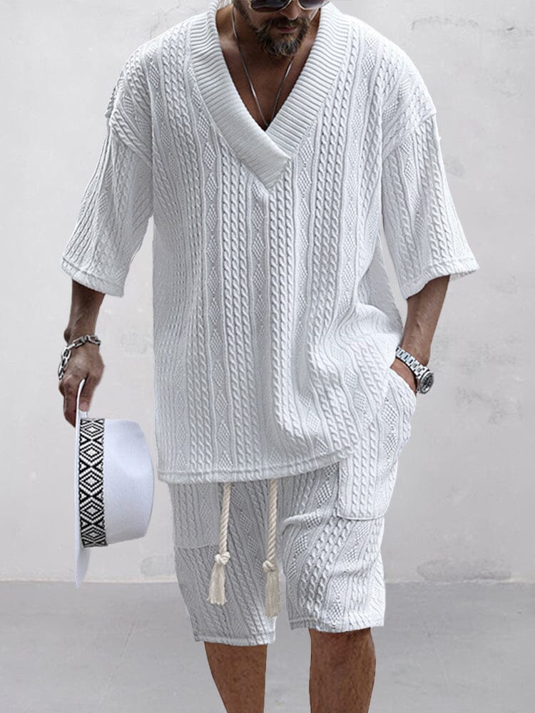 RIVEN – Men’s Cozy Knit Shirt & Shorts Set