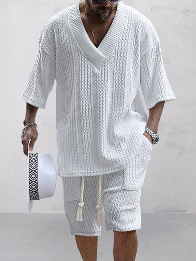 RIVEN – Men’s Cozy Knit Shirt & Shorts Set