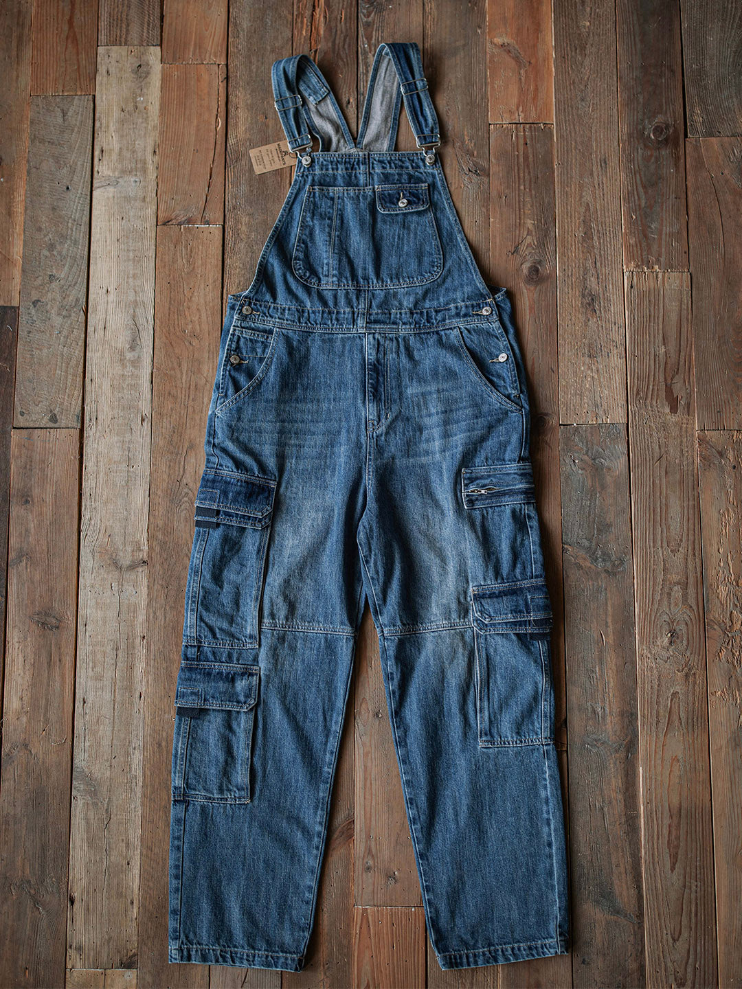 Men's Denim Bib Overalls with Dual Flap Pockets