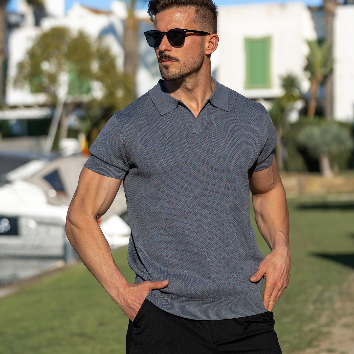 LOREN – Men’s Mesh Textured Polo Shirt