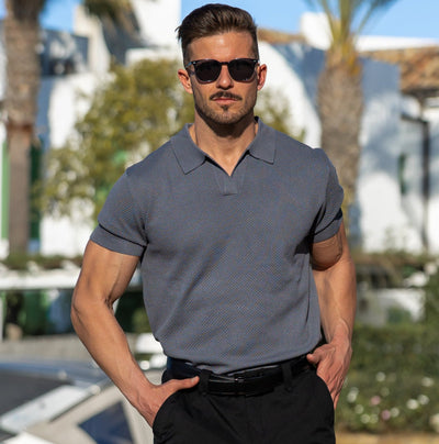 LOREN – Men’s Mesh Textured Polo Shirt
