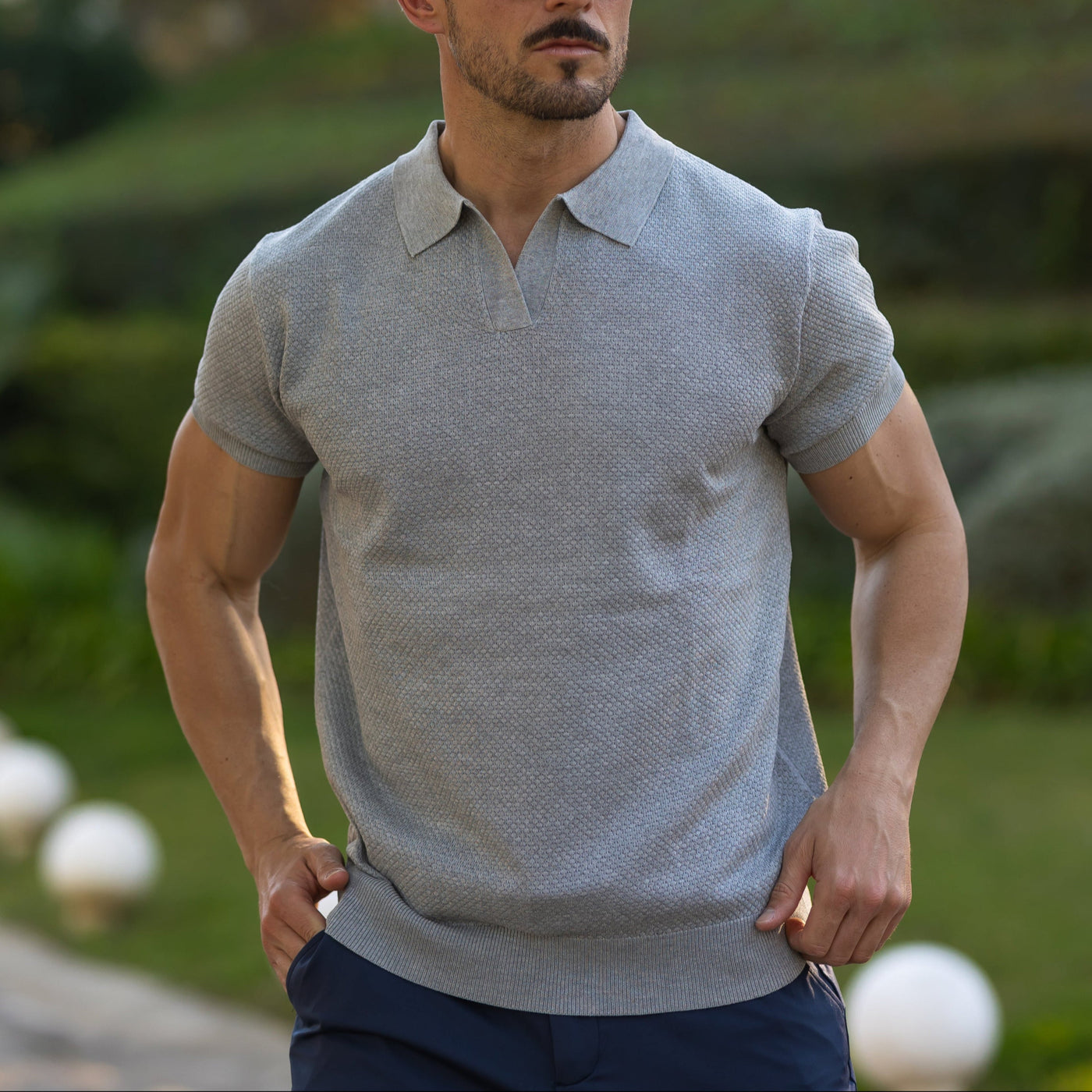 LOREN – Men’s Mesh Textured Polo Shirt