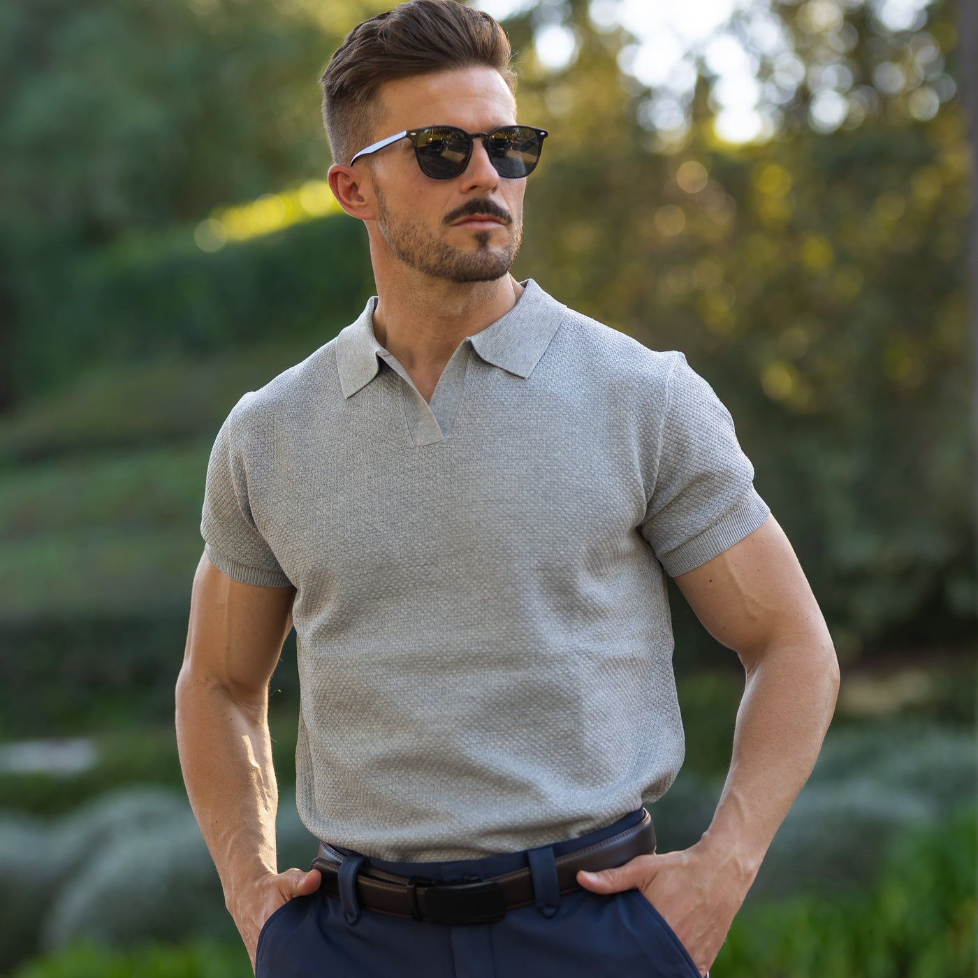 LOREN – Men’s Mesh Textured Polo Shirt