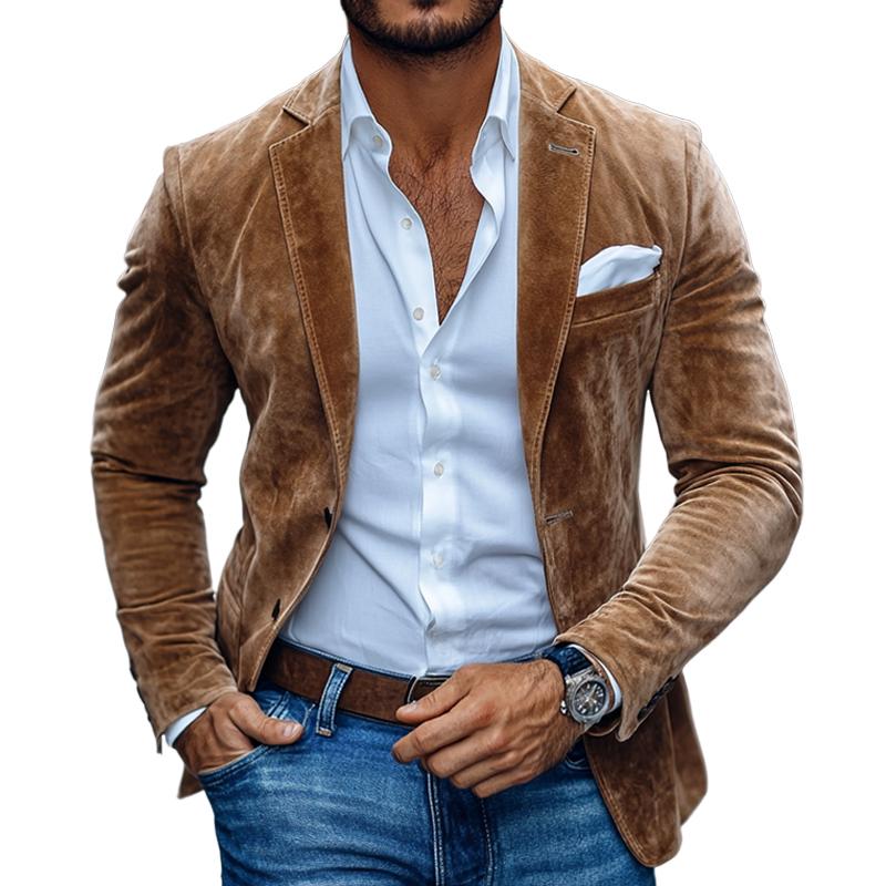 VARON – Men’s Suede Notch Lapel Casual Blazer
