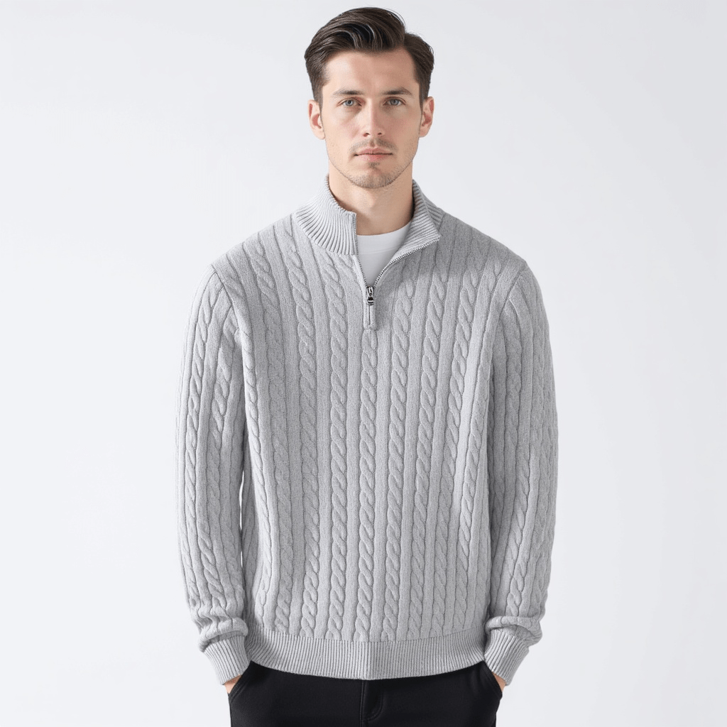 TAEBAEK | Ribbed Sweater with Zip and Unique Design
