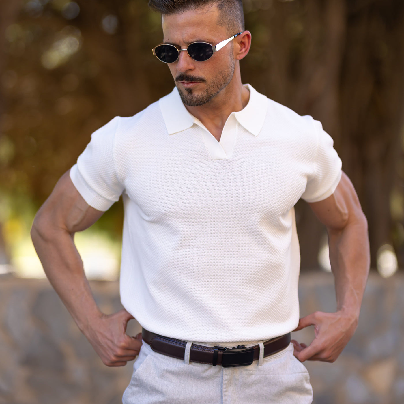 LOREN – Men’s Mesh Textured Polo Shirt
